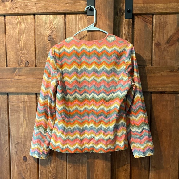 Anthropologie Blank London Metallic Chevron Jacket Blazer - Picture 5 of 9